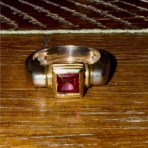 Vintage Varsha 14k Gold and Silver Ruby Ring - Size 5.5
